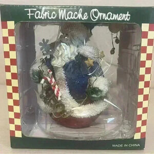 Vintage Fabric Mache Santa Claus Ornament